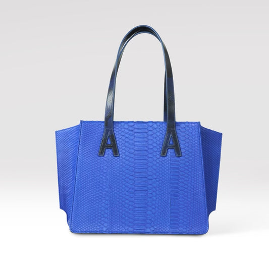 ADARA MISHA TOTE ELECTRIC BLUE PYTHON W/ CAMO