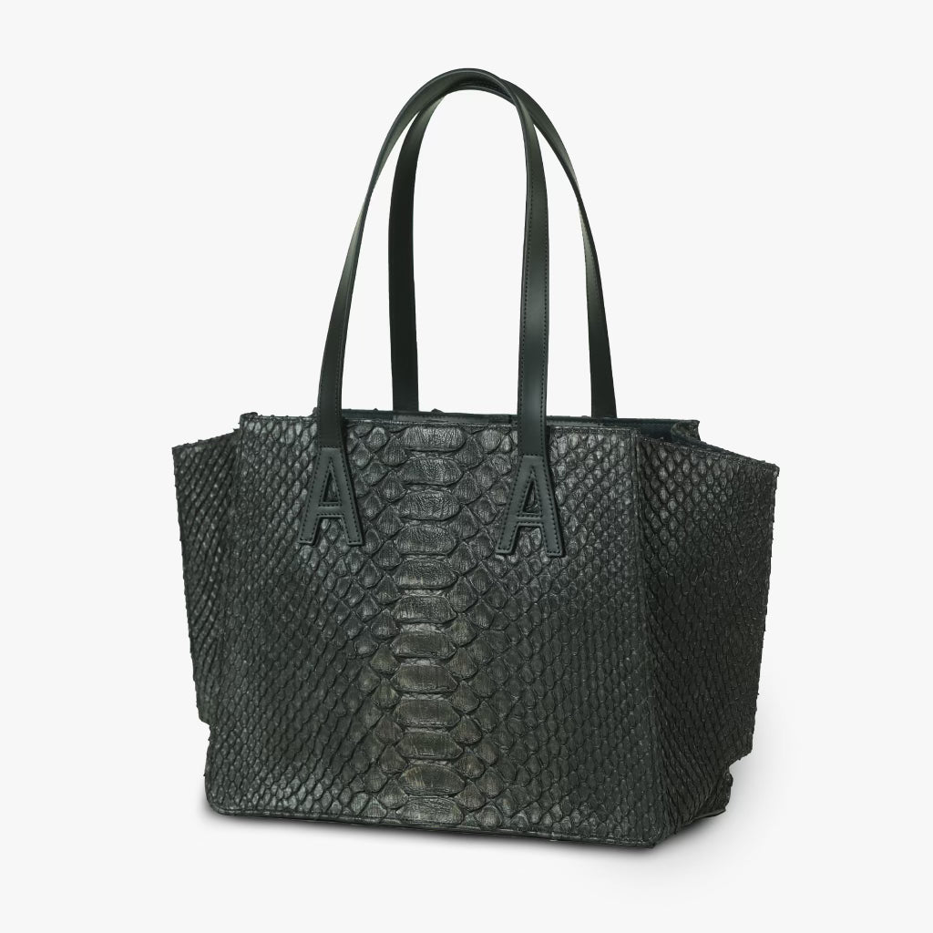 ADARA MISHA TOTE ANACONDA JET BLACK